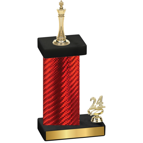 Accented Single Red Carbon Fiber Year Chess Trophy