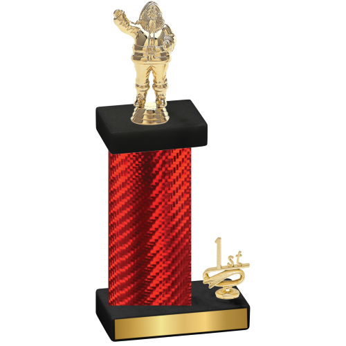 Accented Single Red Carbon Fiber First Place Holiday Trophy