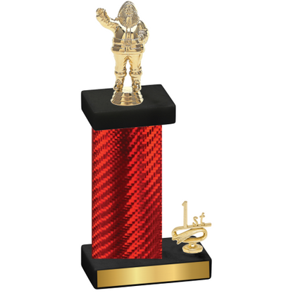 Accented Single Red Carbon Fiber First Place Holiday Trophy