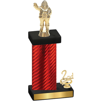 Accented Single Red Carbon Fiber Second Place Holiday Trophy