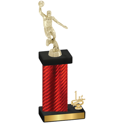 Accented Single Red Carbon Fiber First Place Basketball Trophy