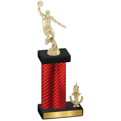 Accented Single Red Carbon Fiber Victory Basketball Trophy