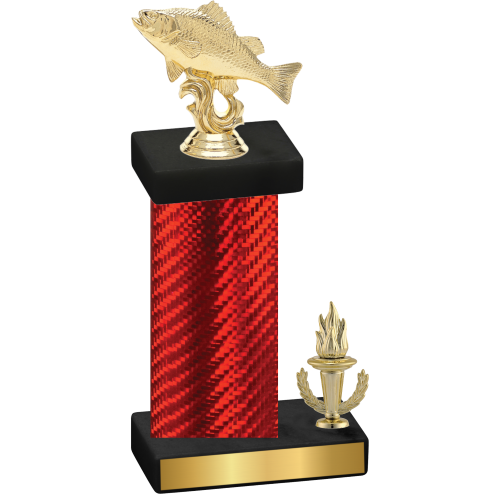 Accented Single Red Carbon Fiber Victory Fishing Trophy