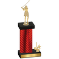 Accented Single Red Carbon Fiber First Place Golf Trophy