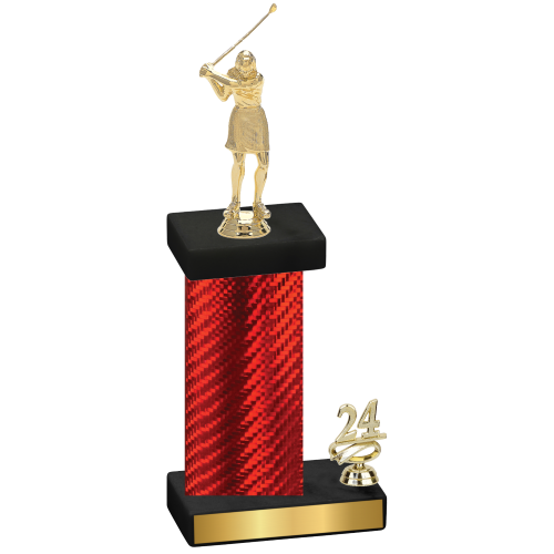 Accented Single Red Carbon Fiber Year Golf Trophy