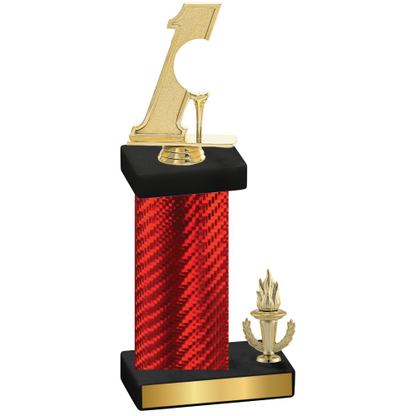 Accented Single Red Carbon Fiber Victory Golf Trophy