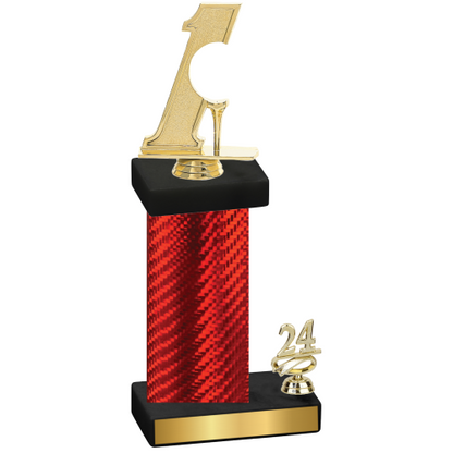 Accented Single Red Carbon Fiber Year Golf Trophy