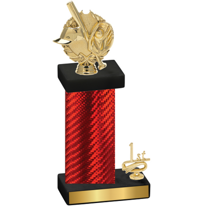 Accented Single Red Carbon Fiber First Place Baseball Trophy