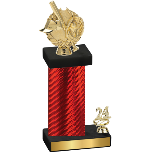 Accented Single Red Carbon Fiber Year Baseball Trophy