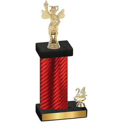 Accented Single Red Carbon Fiber Year Academics Trophy