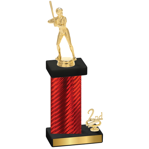 Accented Single Red Carbon Fiber Second Place Softball Trophy