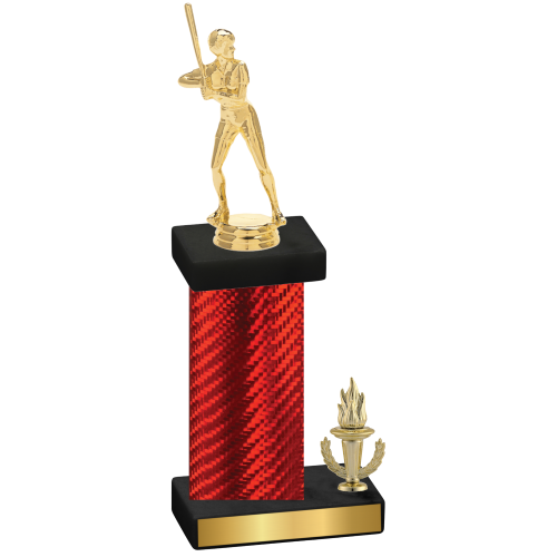 Accented Single Red Carbon Fiber Victory Softball Trophy