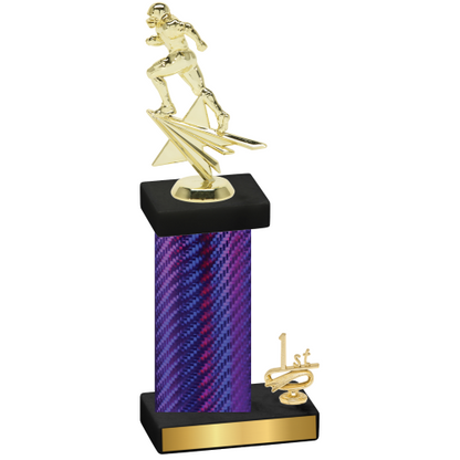 Accented Single Purple Carbon Fiber First Place Football Trophy