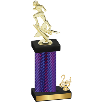 Accented Single Purple Carbon Fiber Second Place Football Trophy