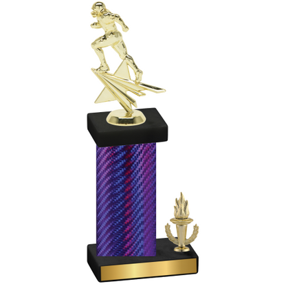 Accented Single Purple Carbon Fiber Victory Football Trophy