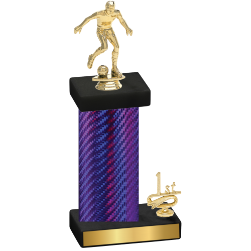 Accented Single Purple Carbon Fiber First Place Soccer Trophy