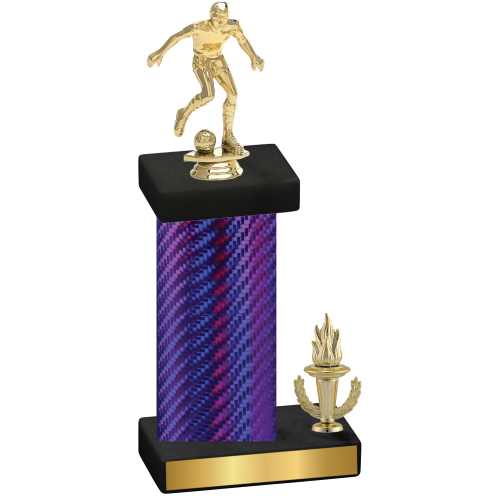 Accented Single Purple Carbon Fiber Victory Soccer Trophy