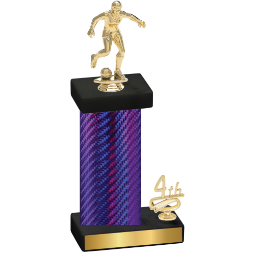 Accented Single Purple Carbon Fiber Fourth Place Soccer Trophy