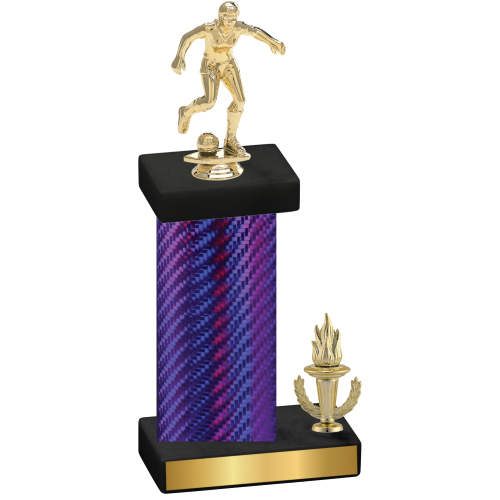 Accented Single Purple Carbon Fiber Victory Soccer Trophy