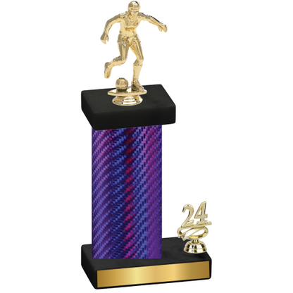 Accented Single Purple Carbon Fiber Year Soccer Trophy