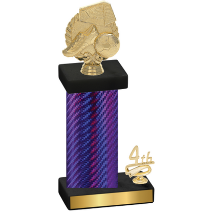 Accented Single Purple Carbon Fiber Fourth Place Soccer Trophy