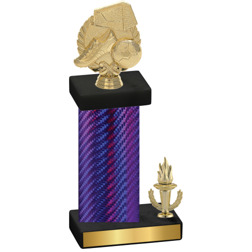 Accented Single Purple Carbon Fiber Victory Soccer Trophy