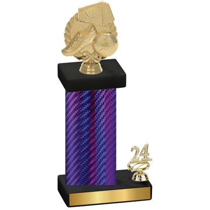 Accented Single Purple Carbon Fiber Year Soccer Trophy