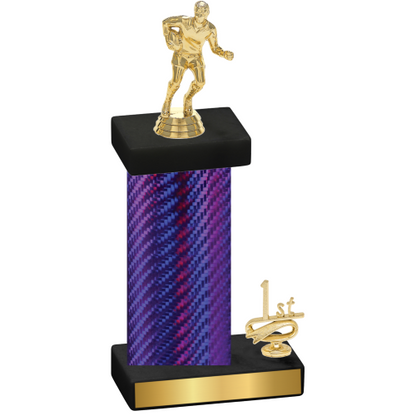 Accented Single Purple Carbon Fiber First Place Rugby Trophy