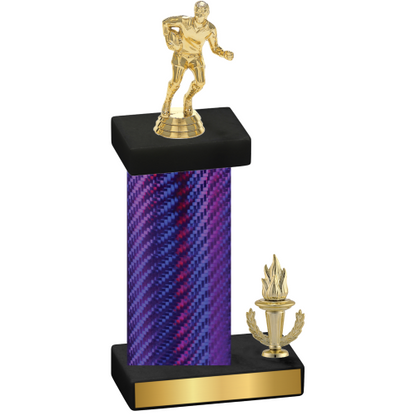 Accented Single Purple Carbon Fiber Victory Rugby Trophy