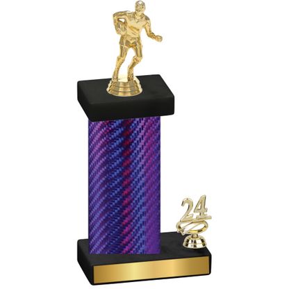 Accented Single Purple Carbon Fiber Year Rugby Trophy