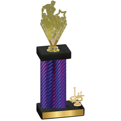 Accented Single Purple Carbon Fiber First Place Rugby Trophy