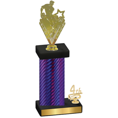 Accented Single Purple Carbon Fiber Fourth Place Rugby Trophy