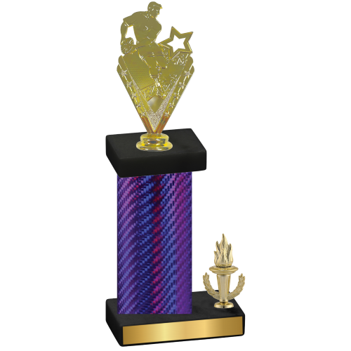 Accented Single Purple Carbon Fiber Victory Rugby Trophy