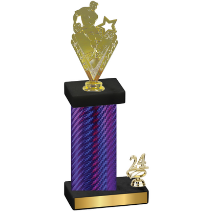 Accented Single Purple Carbon Fiber Year Rugby Trophy