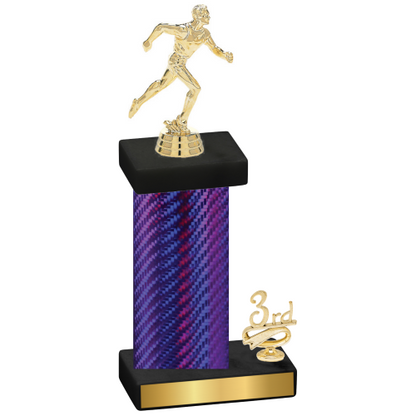 Accented Single Purple Carbon Fiber Third Place Running Trophy