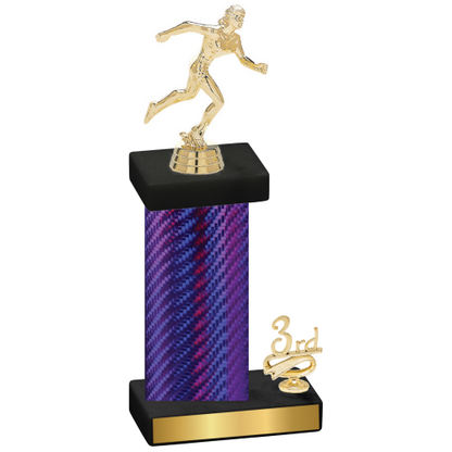 Accented Single Purple Carbon Fiber Third Place Running Trophy