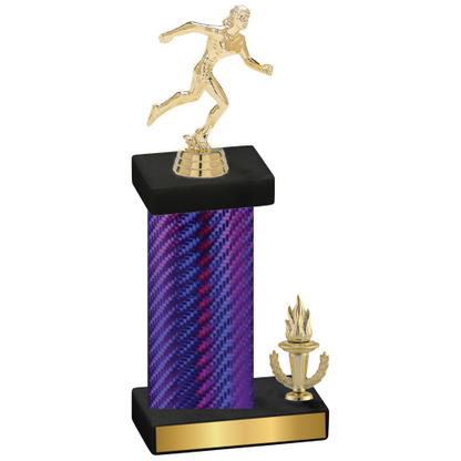 Accented Single Purple Carbon Fiber Victory Running Trophy