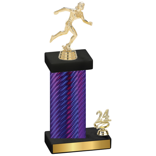 Accented Single Purple Carbon Fiber Year Running Trophy