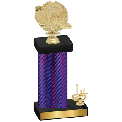 Accented Single Purple Carbon Fiber First Place Running Trophy