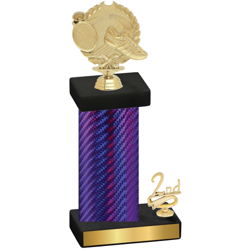 Accented Single Purple Carbon Fiber Second Place Running Trophy