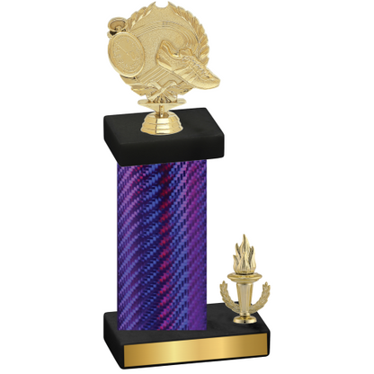 Accented Single Purple Carbon Fiber Victory Running Trophy