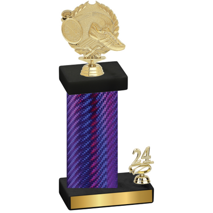 Accented Single Purple Carbon Fiber Year Running Trophy