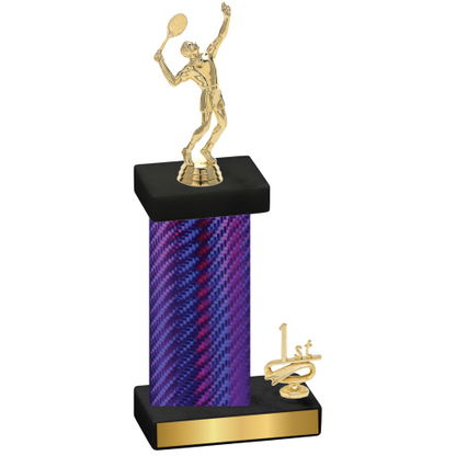 Accented Single Purple Carbon Fiber First Place Tennis Trophy