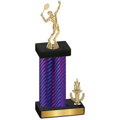 Accented Single Purple Carbon Fiber Victory Tennis Trophy