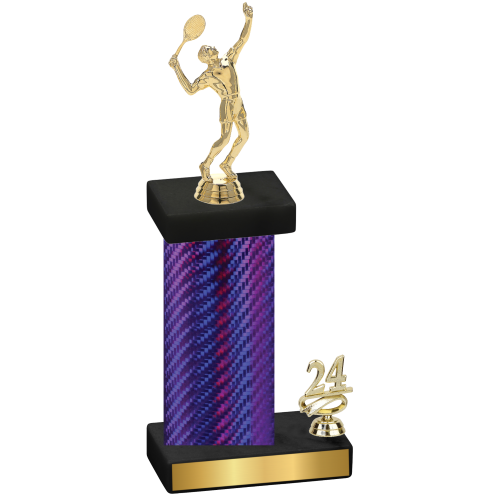 Accented Single Purple Carbon Fiber Year Tennis Trophy