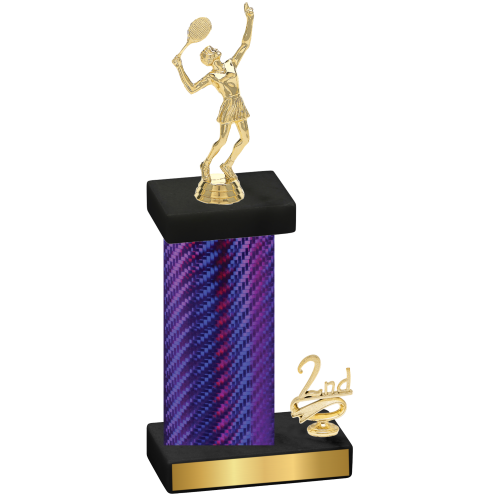 Accented Single Purple Carbon Fiber Second Place Tennis Trophy