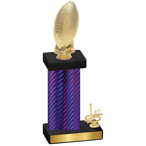 Accented Single Purple Carbon Fiber First Place Football Trophy