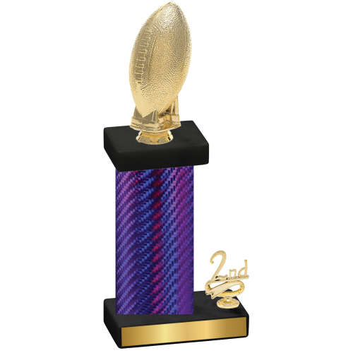 Accented Single Purple Carbon Fiber Second Place Football Trophy