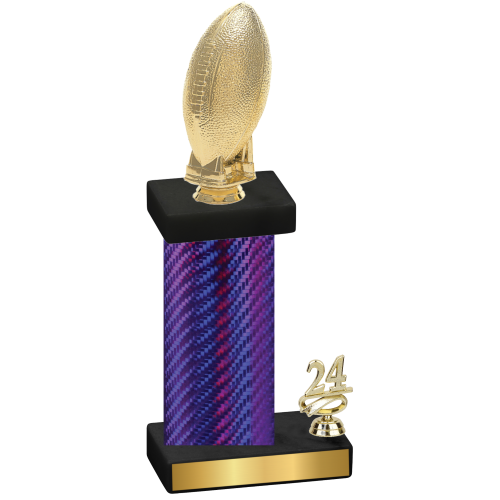 Accented Single Purple Carbon Fiber Year Football Trophy