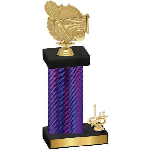 Accented Single Purple Carbon Fiber First Place Tennis Trophy